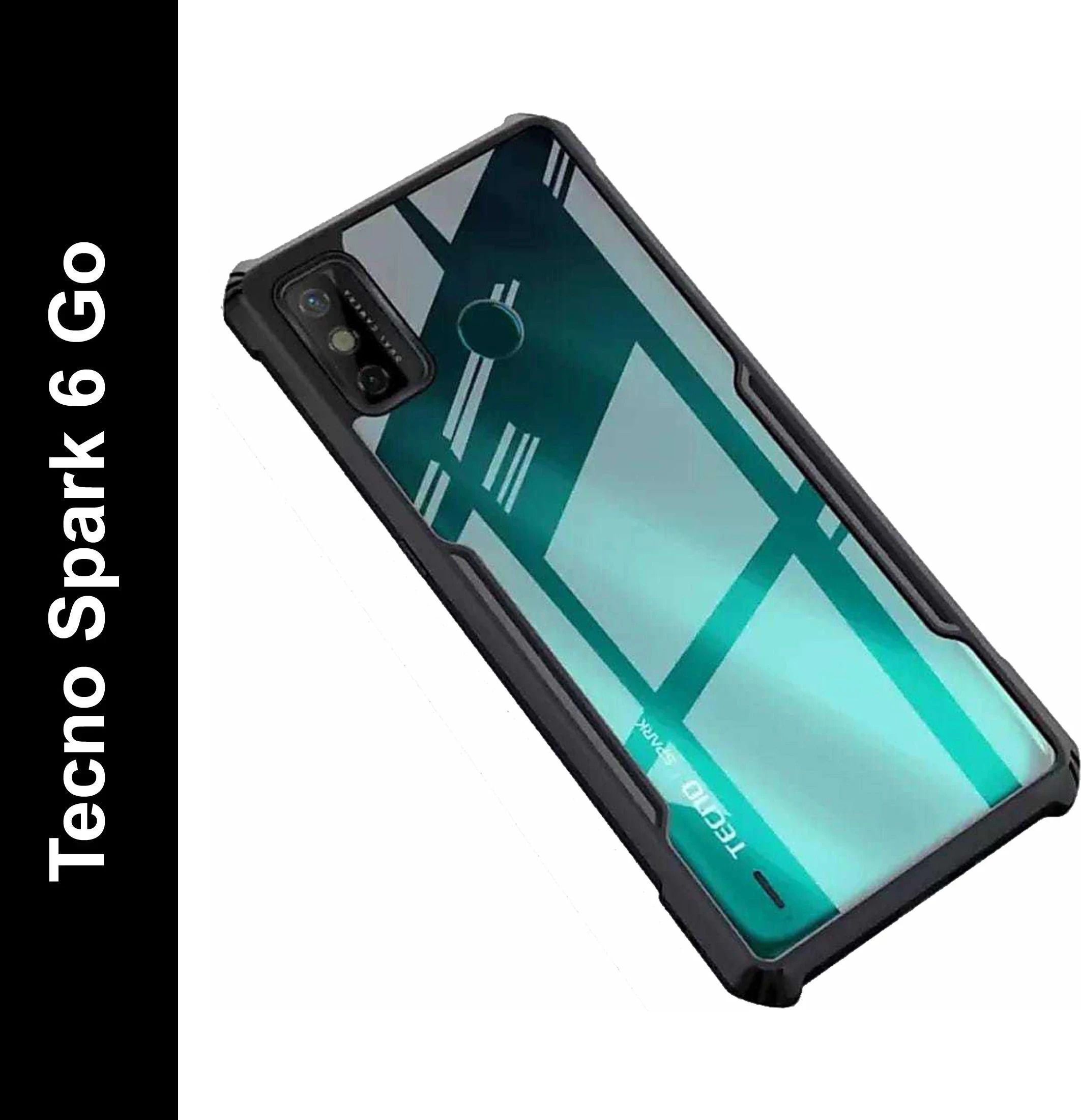 Micvir Back Cover for Tecno Spark 6 Go (Transparent, Black, Shock Proof, Polycarbonate, Pack of: 1)