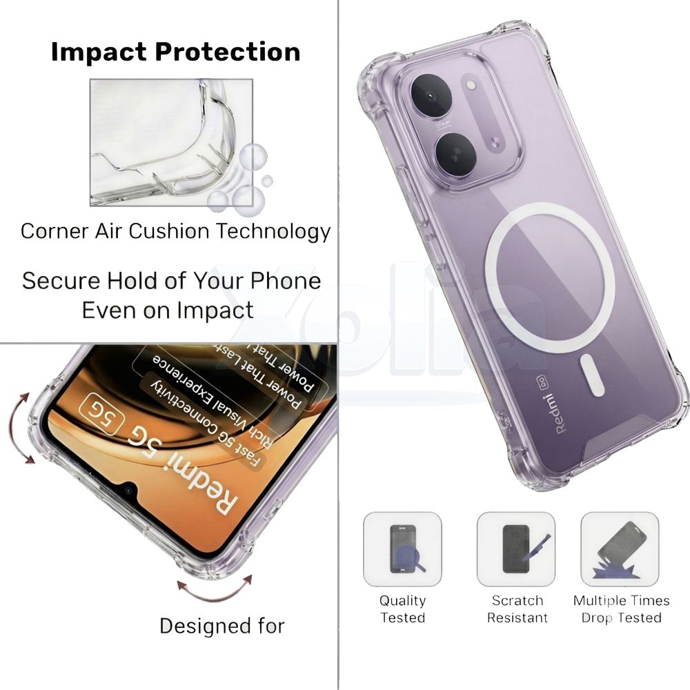 Xolia Back Cover for Redmi 17c 5G (Transparent, Shock Proof, Polycarbonate, Silicon, Pack of: 1) — image 3 of 4