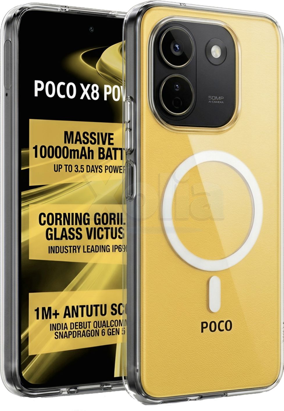 Xolia Back Cover for Poco X8 Power 5G (Transparent, Shock Proof, Polycarbonate, Pack of: 1)