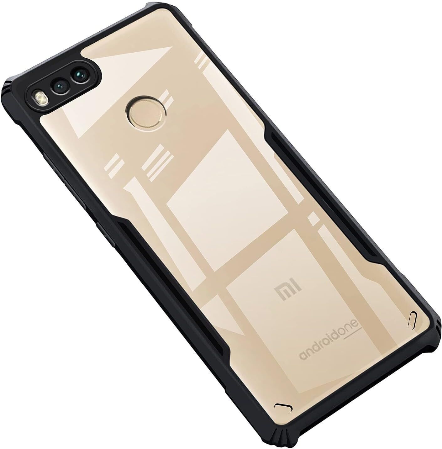 Micvir Back Cover for Mi A1 (Transparent, Black, Shock Proof, Polycarbonate, Pack of: 1)