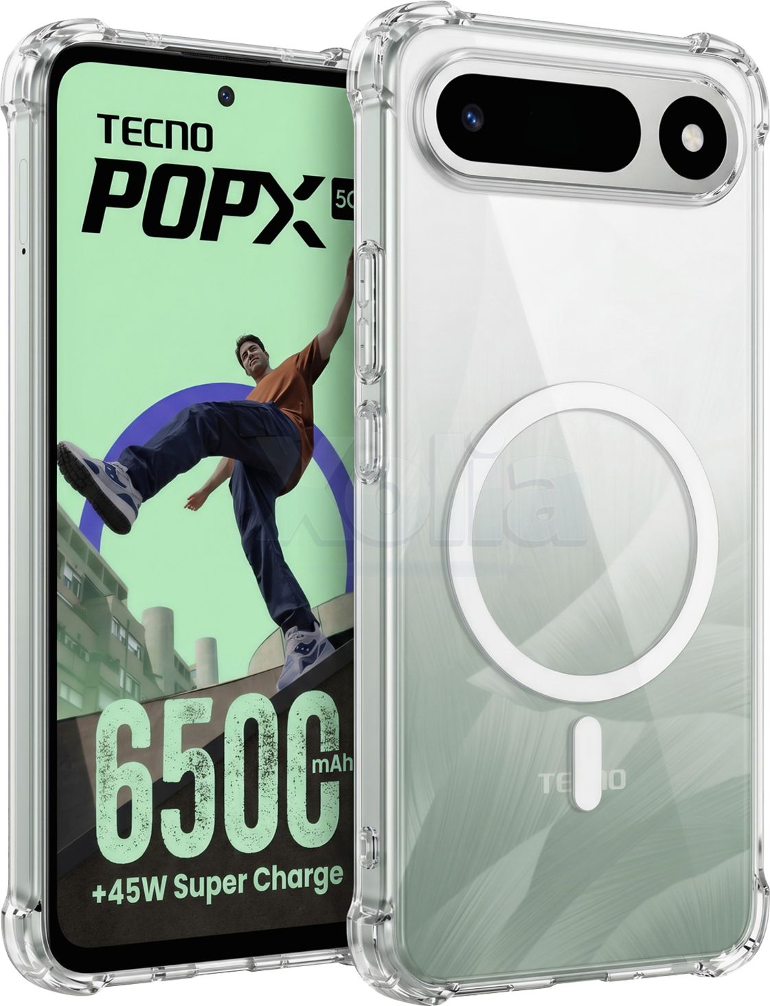 Xolia Back Cover for Tecno POP X 5G (Transparent, Shock Proof, Polycarbonate, Silicon, Pack of: 1)