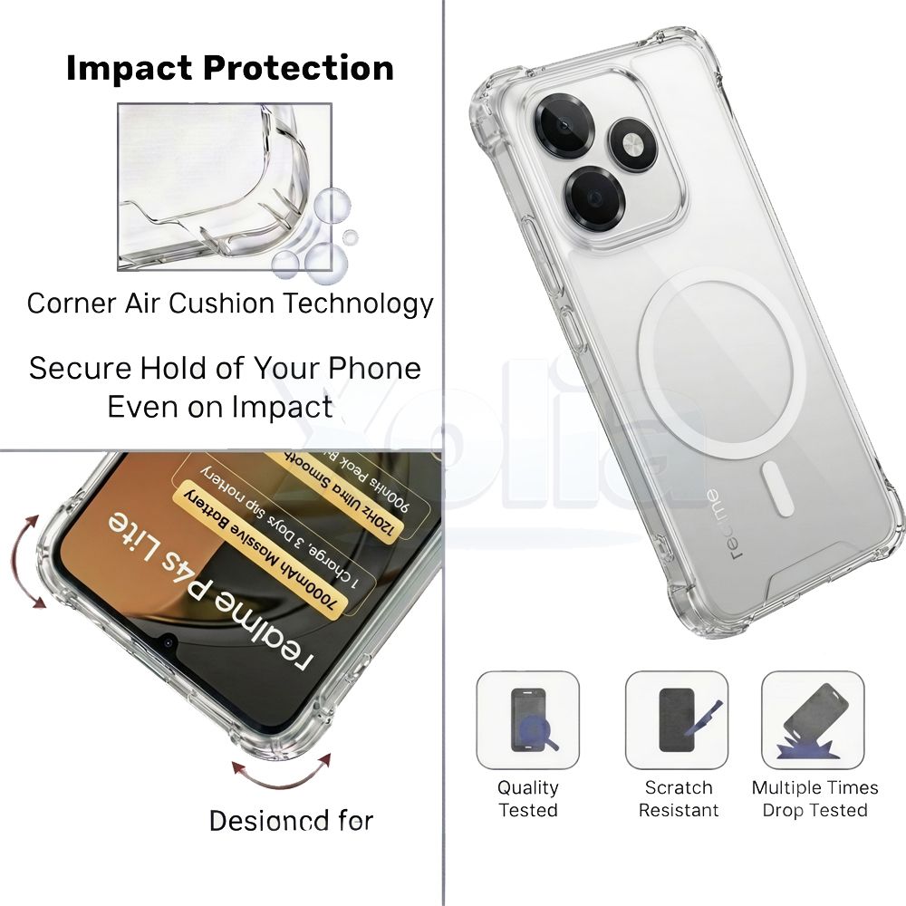 Xolia Back Cover for Realme P4s Lite 5G (Transparent, Shock Proof, Polycarbonate, Silicon, Pack of: 1) — image 3 of 4