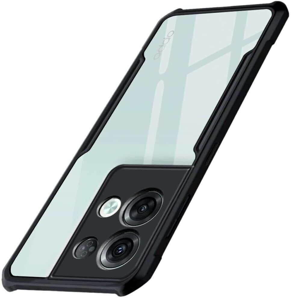 Micvir Back Cover for OPPO Reno8 Pro 5G (Transparent, Black, Shock Proof, Polycarbonate, Pack of: 1)