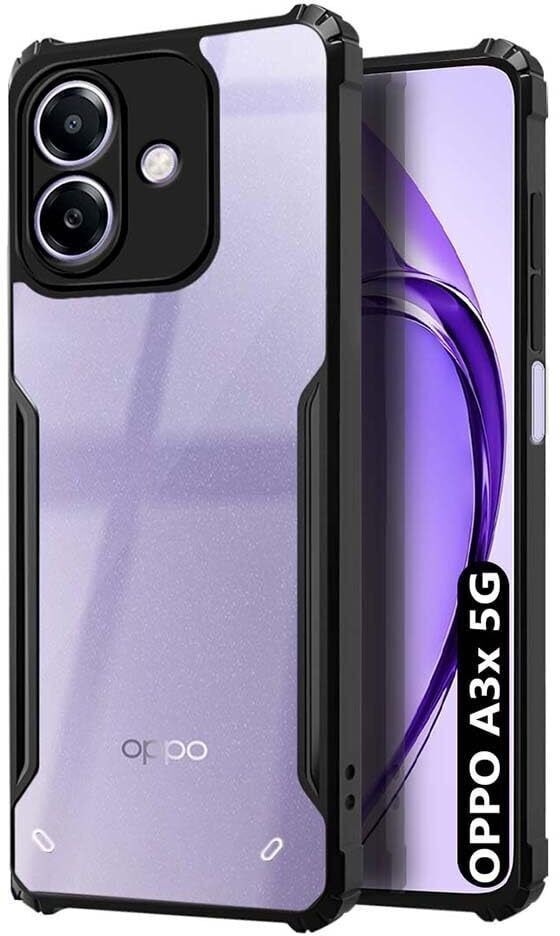 Micvir Back Cover for REDMI A3X (Transparent, Black, Shock Proof, Polycarbonate, Pack of: 1)