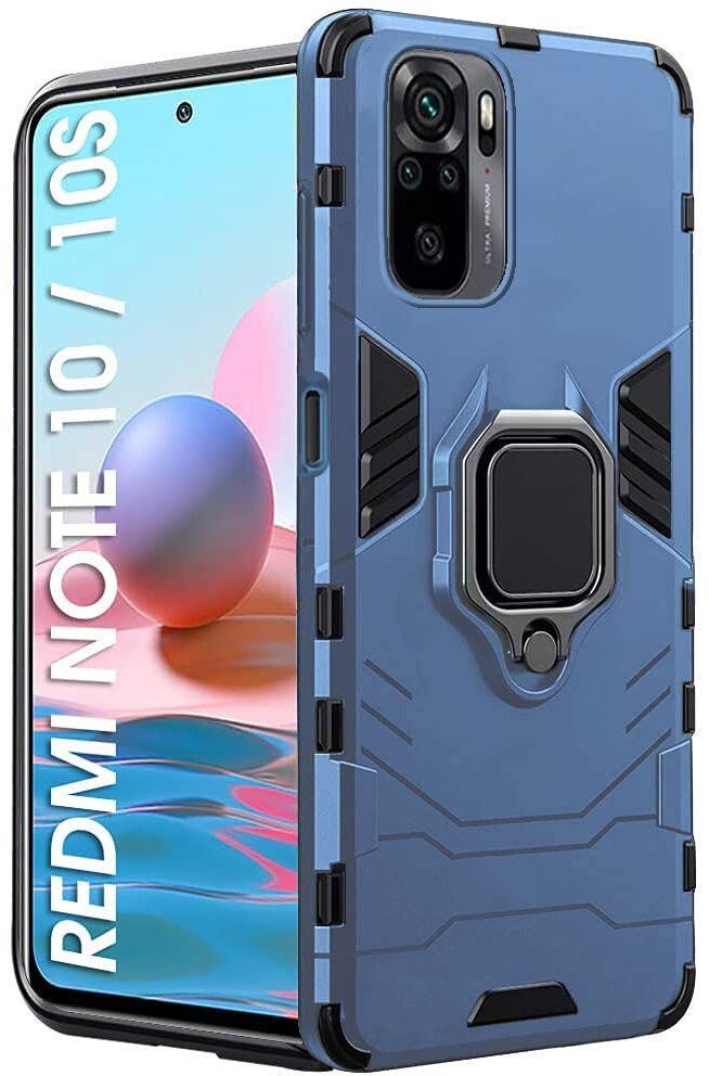 Micvir Back Cover for Mi Redmi Note 10 (Transparent, Blue, Shock Proof, Plastic, Silicon, Pack of: 1)