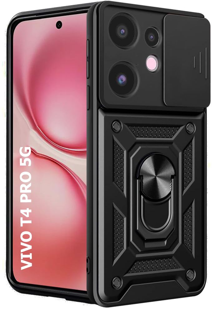 Micvir Back Cover for Vivo T4 Pro 5G (Black, Shock Proof, Polycarbonate, Silicon, Pack of: 1) — image 1 of 1