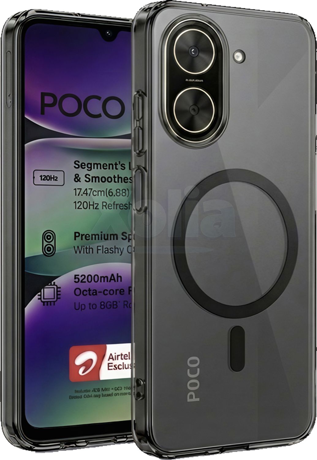 Xolia Anti Yellow Back Cover for POCO C71 (Black, Anti-Yellow, Polycarbonate, Pack of: 1)