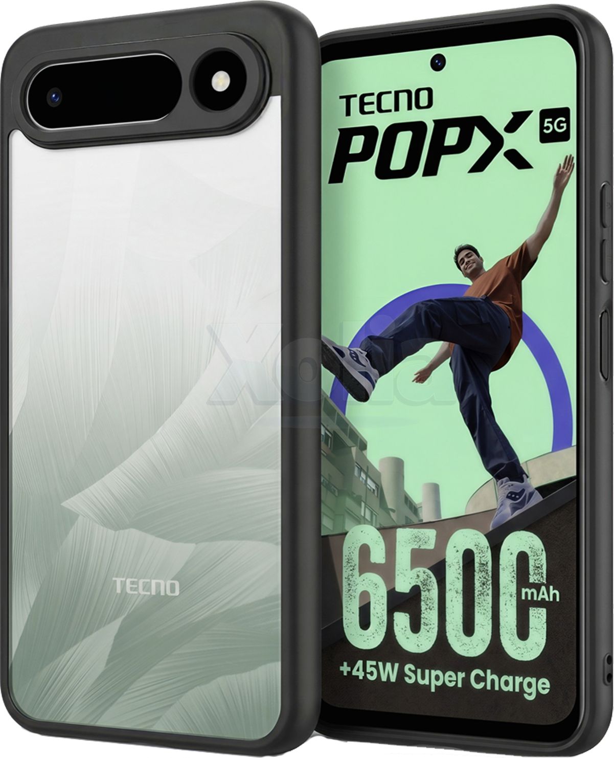 Xolia Back Cover for Tecno POP X 5G (Transparent, Black, Shock Proof, Plastic, Silicon, Pack of: 1)