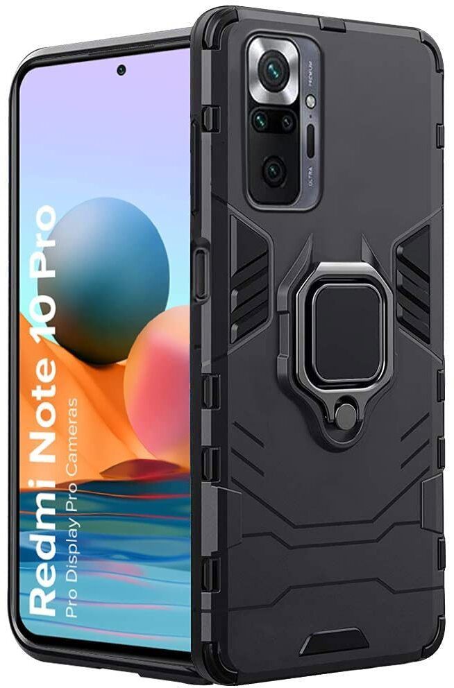 Micvir Back Cover for Mi Redmi Note 10 Pro (Transparent, Black, Shock Proof, Plastic, Silicon, Pack of: 1)