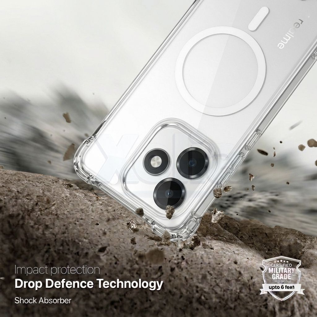 Xolia Back Cover for Realme P4s Lite 5G (Transparent, Shock Proof, Polycarbonate, Silicon, Pack of: 1) — image 2 of 4