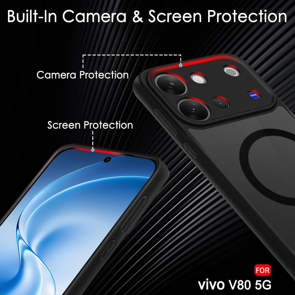 Xolia Back Cover for Vivo V80 5G (Black, Shock Proof, Polycarbonate, Silicon, Pack of: 1) — image 3 of 4