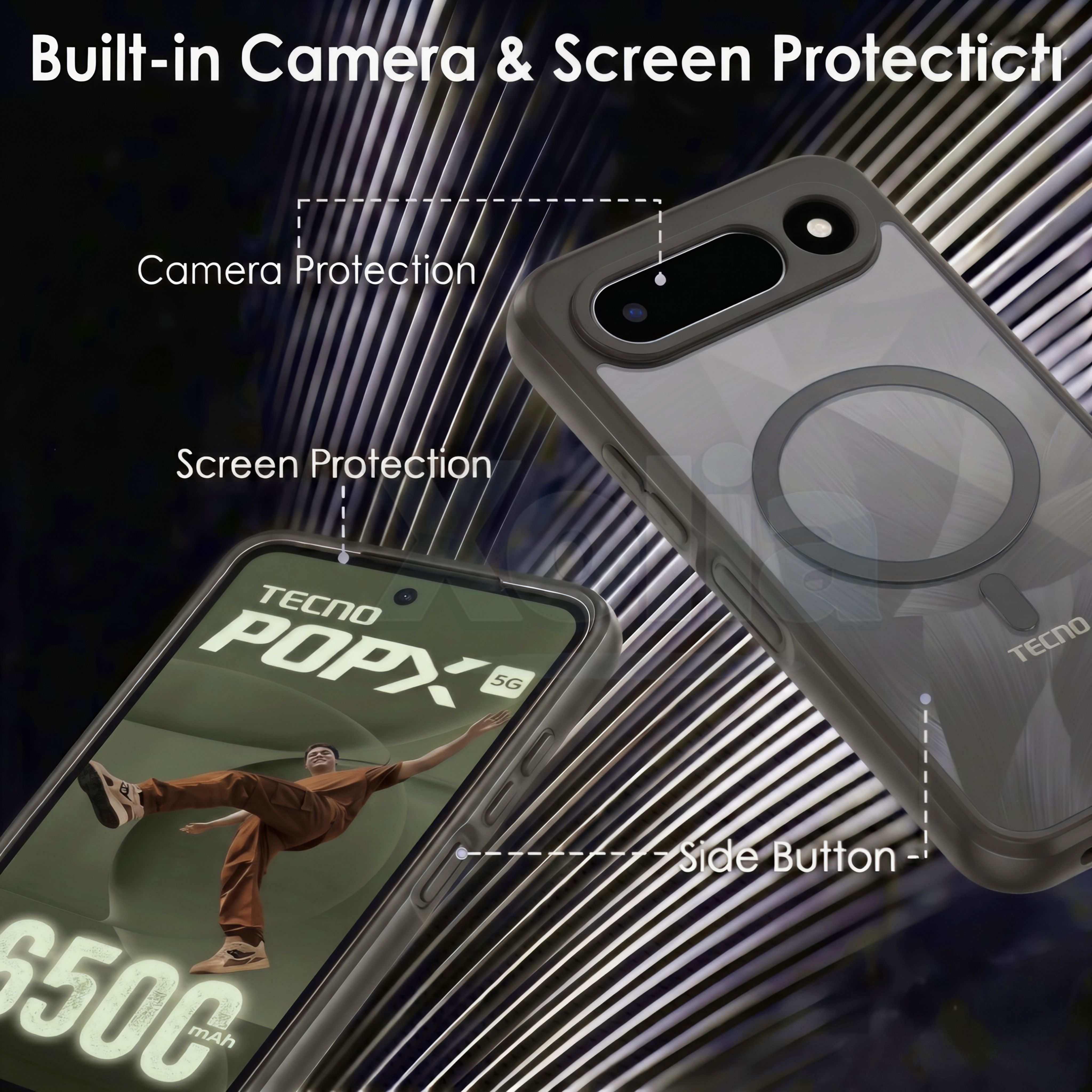 Xolia Back Cover for Tecno POP X 5G (Black, Shock Proof, Polycarbonate, Silicon, Pack of: 1) — image 3 of 4