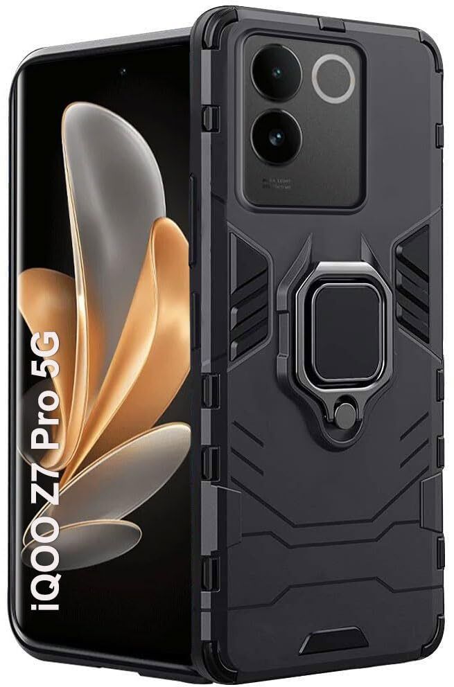 Micvir Back Cover for iQOO Z7 Pro 5G (Transparent, Black, Shock Proof, Plastic, Silicon, Pack of: 1)