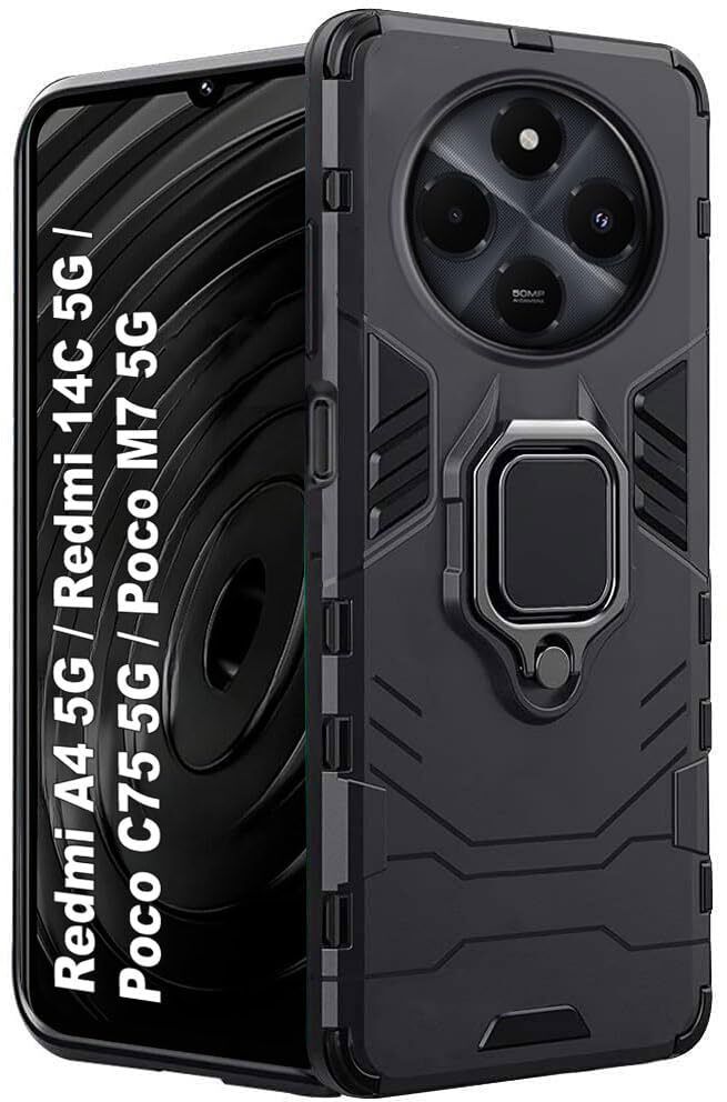 Micvir Back Cover for realme C75 5G (Transparent, Black, Shock Proof, Plastic, Silicon, Pack of: 1)
