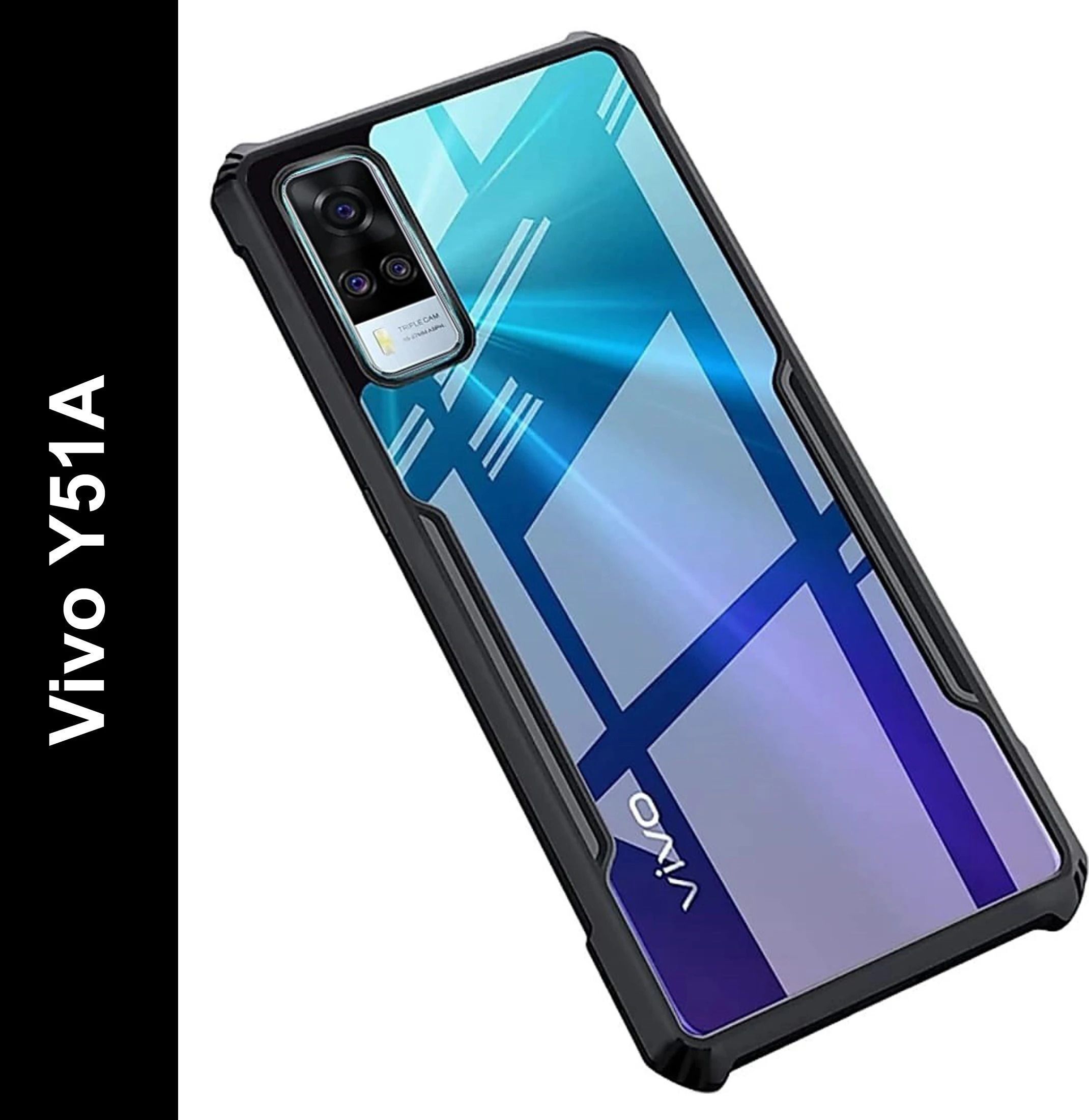 Micvir Back Cover for VIVO Y31 (Transparent, Black, Shock Proof, Polycarbonate, Pack of: 1)