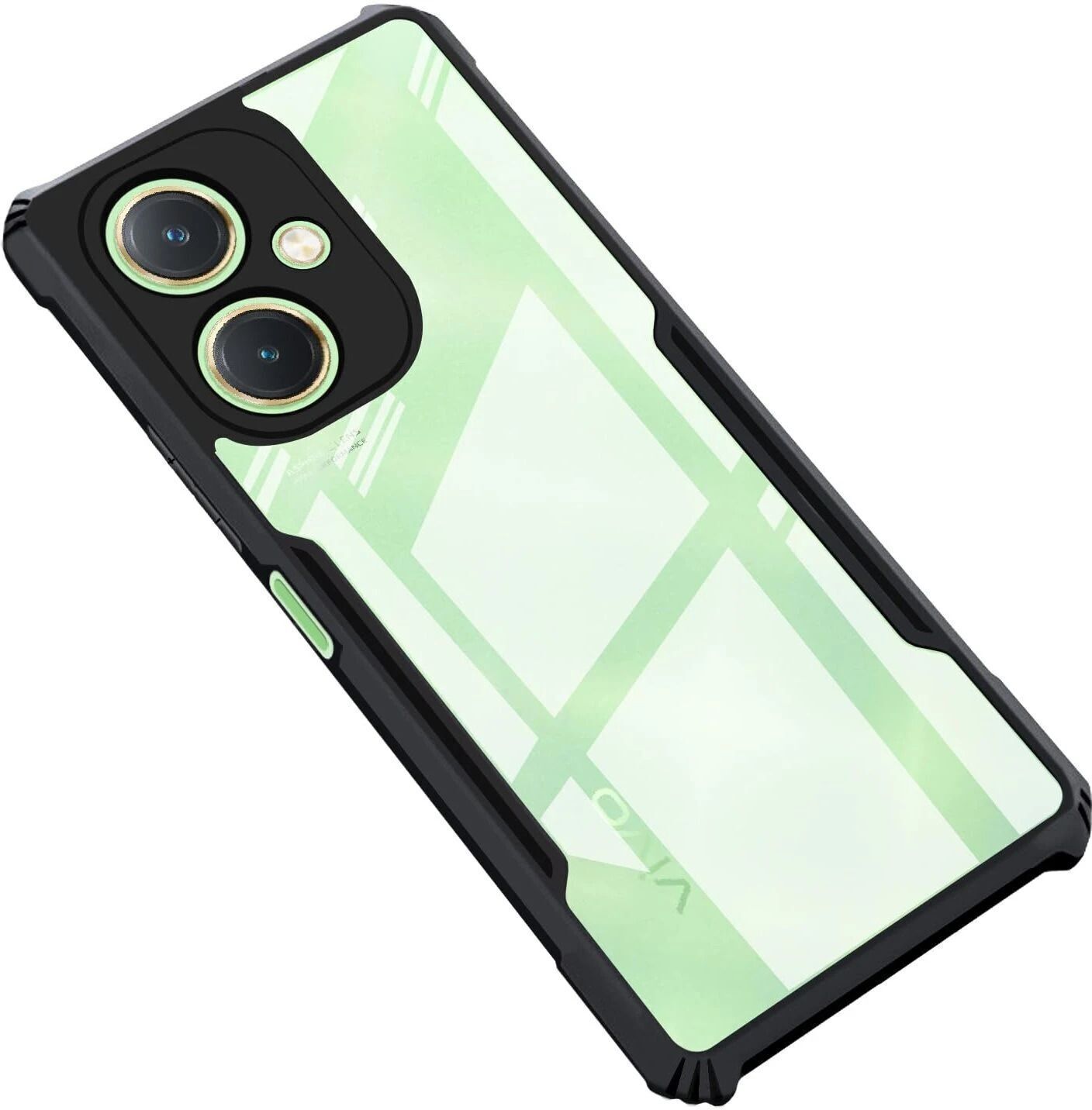 Micvir Back Cover for vivo Y27 (Transparent, Black, Shock Proof, Polycarbonate, Pack of: 1)