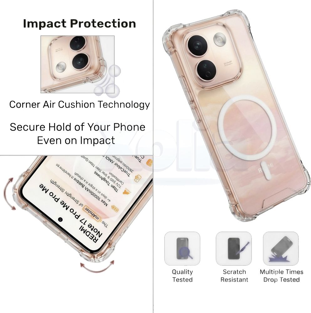 Xolia Back Cover for Redmi Note 17 Pro Max 5G (Transparent, Shock Proof, Polycarbonate, Silicon, Pack of: 1) — image 4 of 5