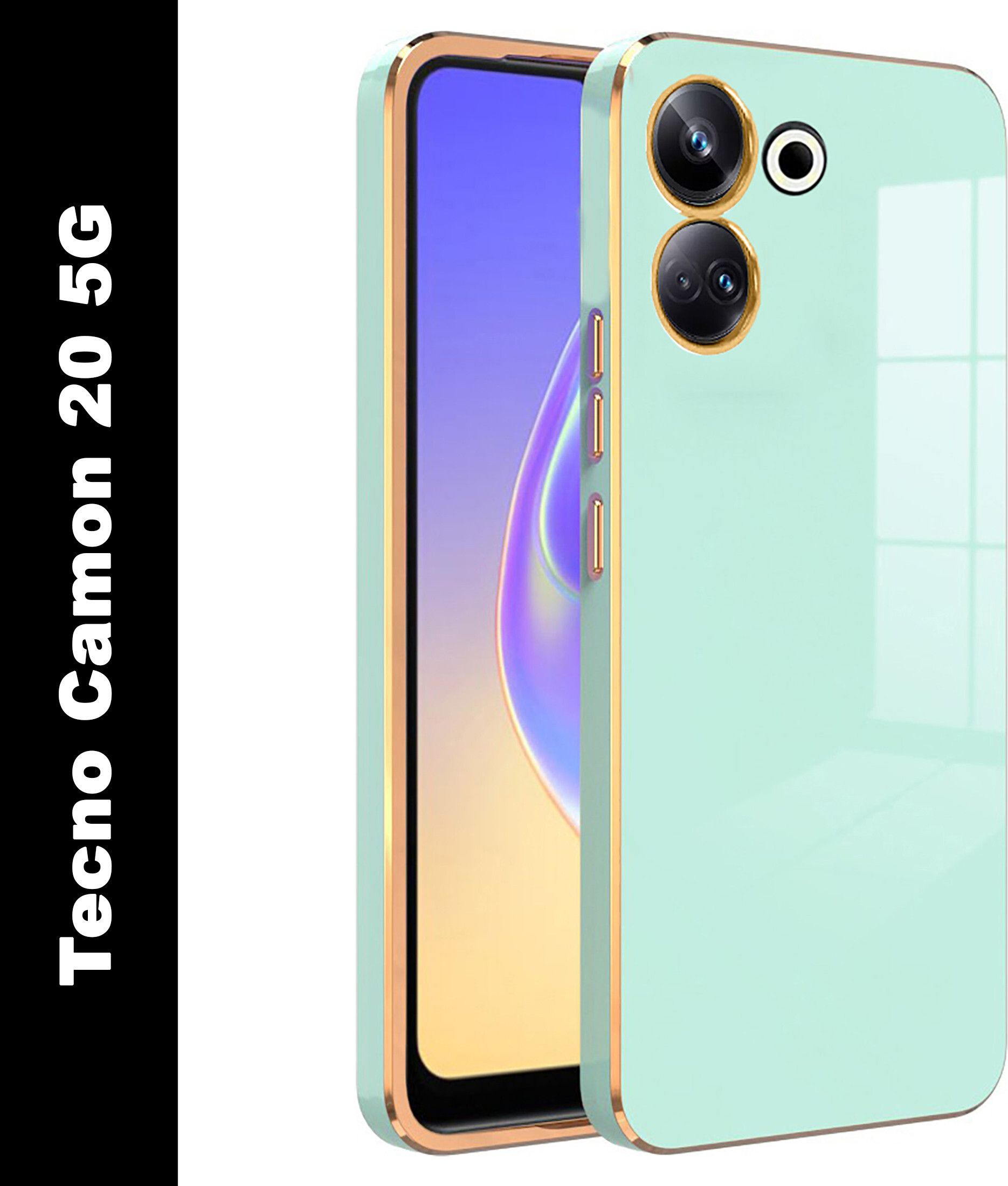 Micvir Back Cover for Tecno Camon 20 5G (Green, Camera Bump Protector, Silicon, Pack of: 1)
