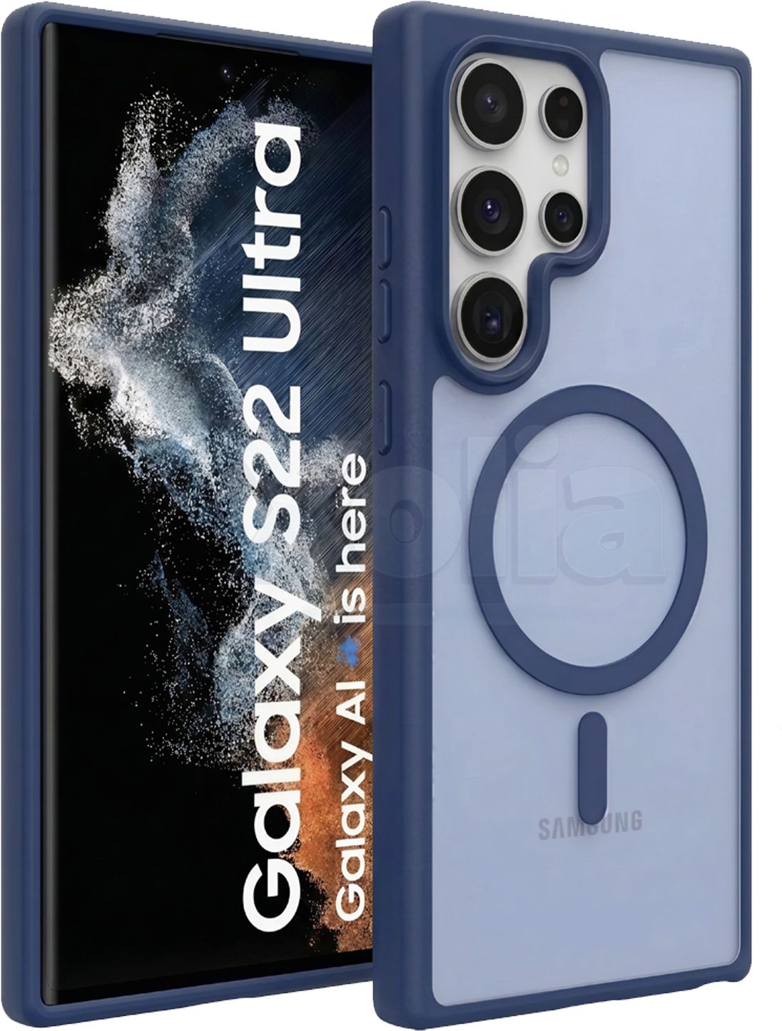 Xolia Back Cover for Samsung Galaxy S22 Ultra (Blue, Shock Proof, Plastic, Silicon, Pack of: 1)