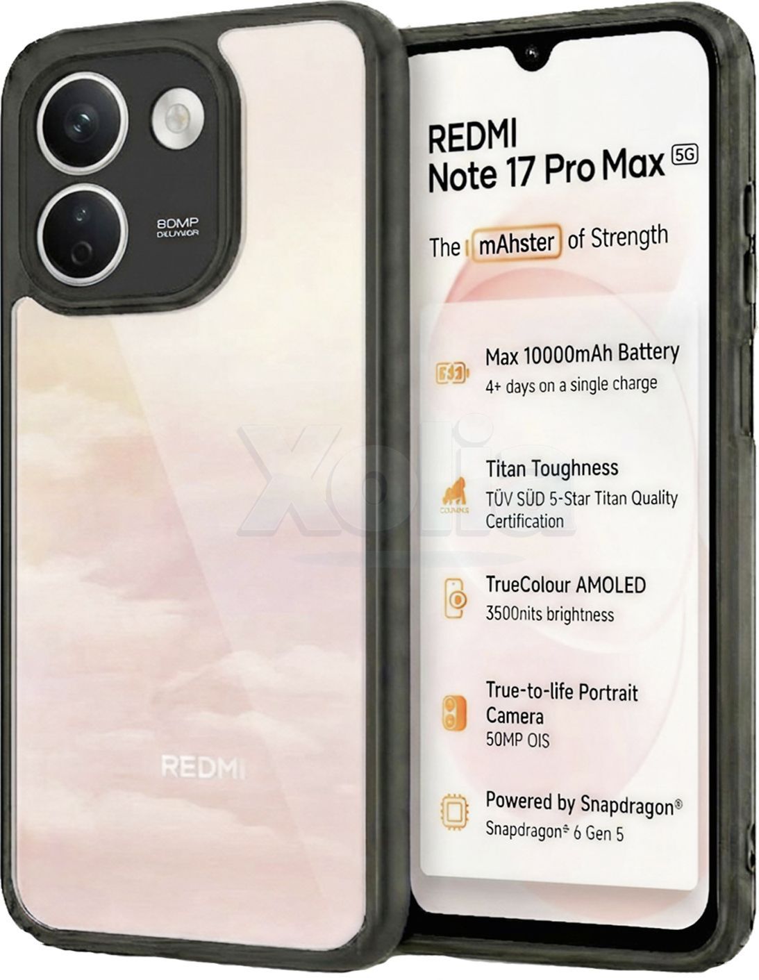 Xolia Back Cover for Redmi Note 17 Pro Max 5G (Transparent, Black, Shock Proof, Plastic, Silicon, Pack of: 1)