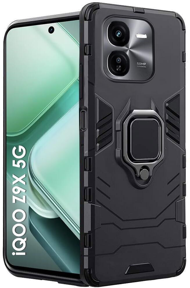 Micvir Back Cover for iQOO Z9X 5G (Black, Shock Proof, Plastic, Silicon, Pack of: 1)