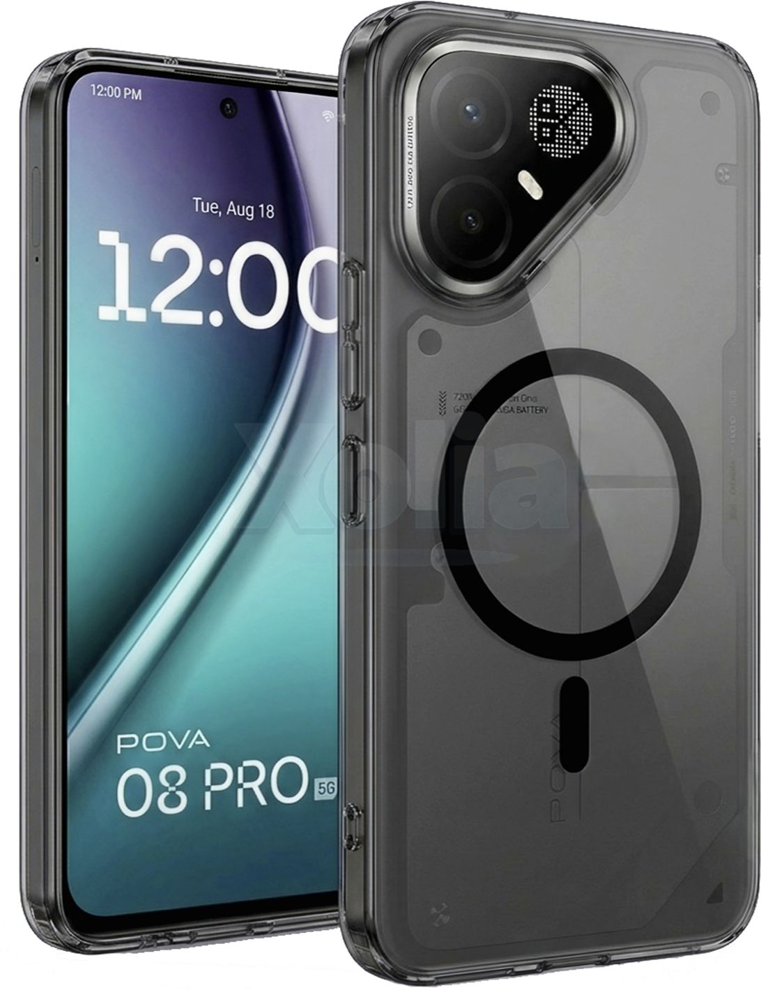 Xolia Back Cover for Tecno Pova 8 Pro 5G (Black, Shock Proof, Polycarbonate, Pack of: 1)