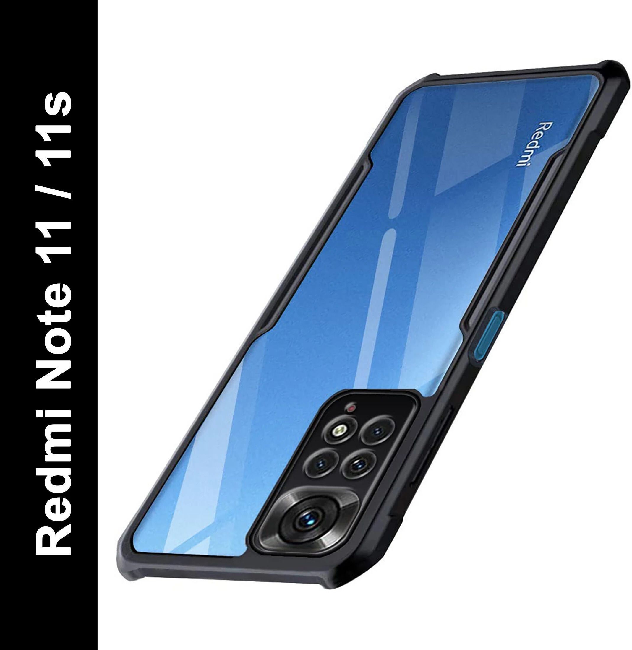 Micvir Back Cover for Redmi Note 11 (Transparent, Black, Shock Proof, Polycarbonate, Pack of: 1)