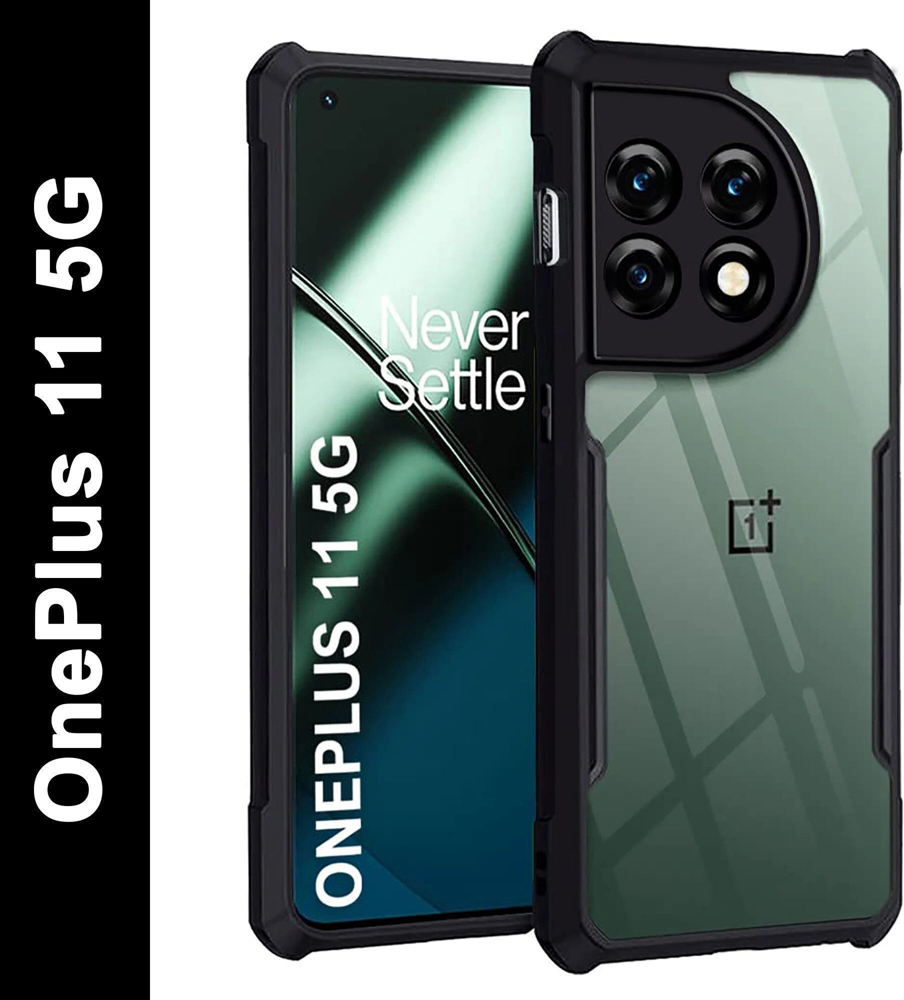 Micvir Back Cover for OnePlus 11 5G (Transparent, Black, Shock Proof, Polycarbonate, Pack of: 1)