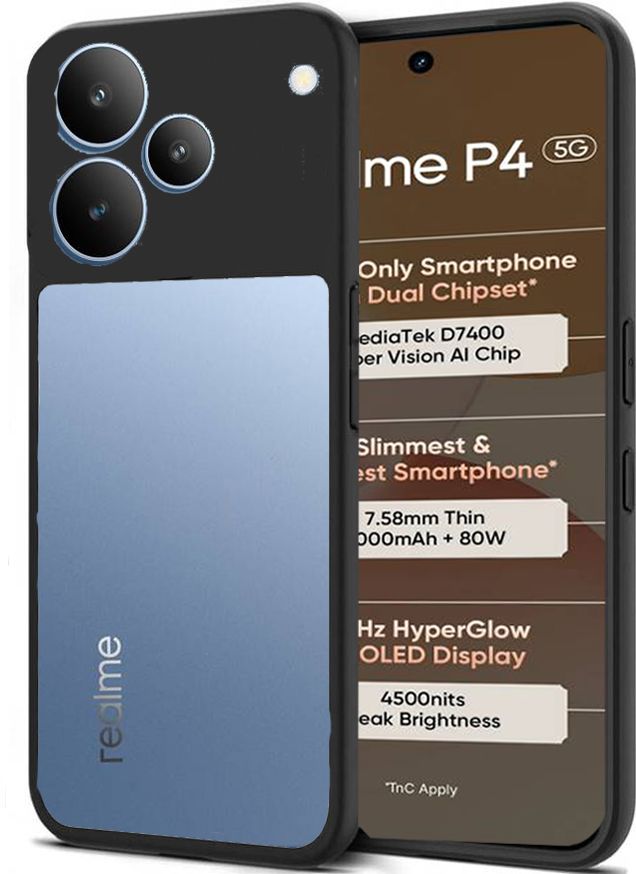 Micvir Back Cover for Realme P4 5G (Transparent, Black, Shock Proof, Plastic, Silicon, Pack of: 1)