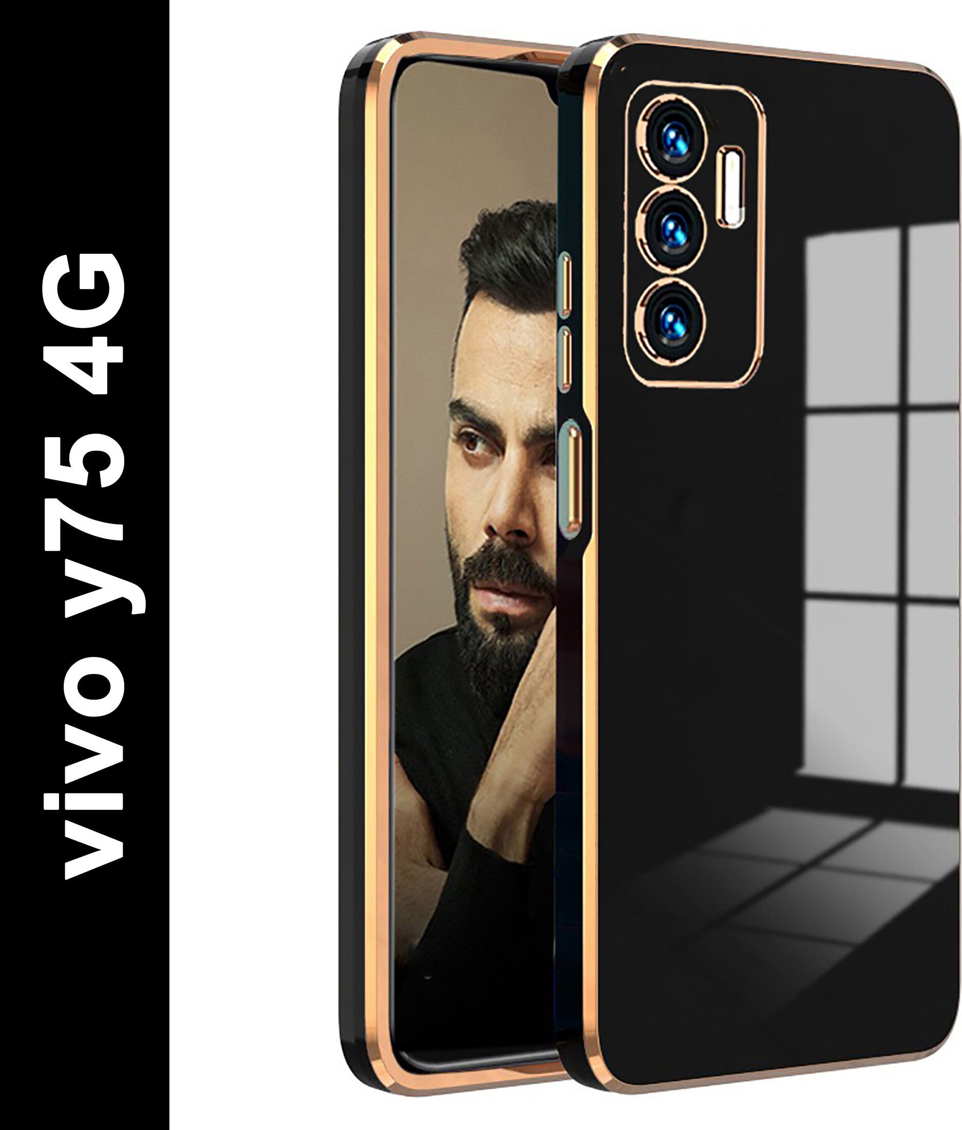 Micvir Back Cover for Vivo V23e 5G, y75 4G (Black, Silicon, Pack of: 1)