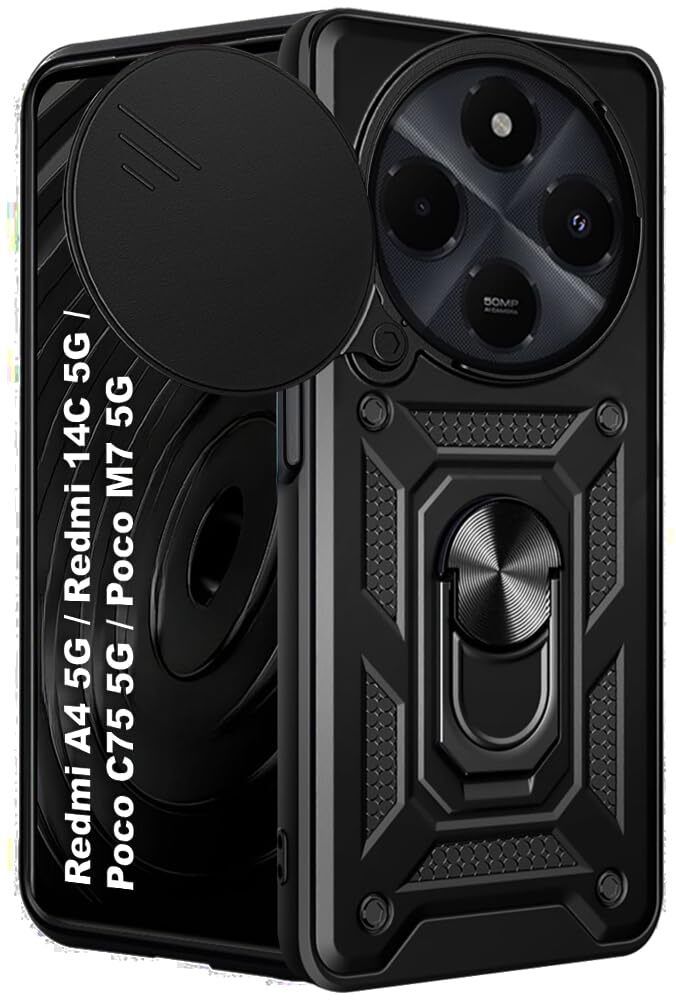 Micvir Back Cover for realme C75 5G (Black, Shock Proof, Polycarbonate, Silicon, Pack of: 1)
