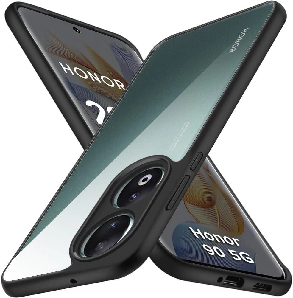 Micvir Back Cover for HONOR 90 5G (Transparent, Black, Shock Proof, Plastic, Silicon, Pack of: 1)