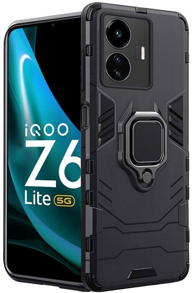 Micvir Back Cover for IQOO Z6 Lite 5G (Transparent, Black, Shock Proof, Plastic, Silicon, Pack of: 1)