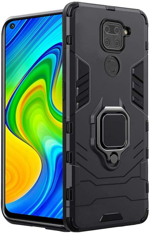 Micvir Back Cover for Mi Redmi Note 9 (Transparent, Black, Shock Proof, Plastic, Silicon, Pack of: 1)