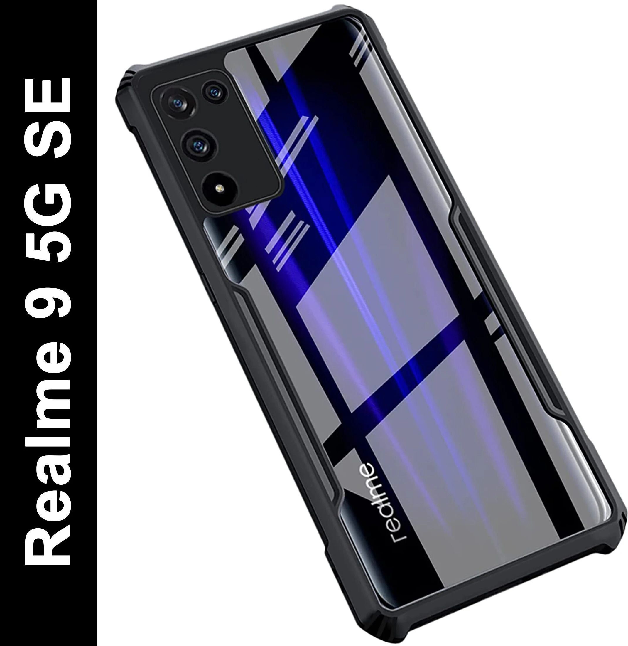 Micvir Back Cover for Realme 9 5G SE (Transparent, Black, Shock Proof, Polycarbonate, Pack of: 1)