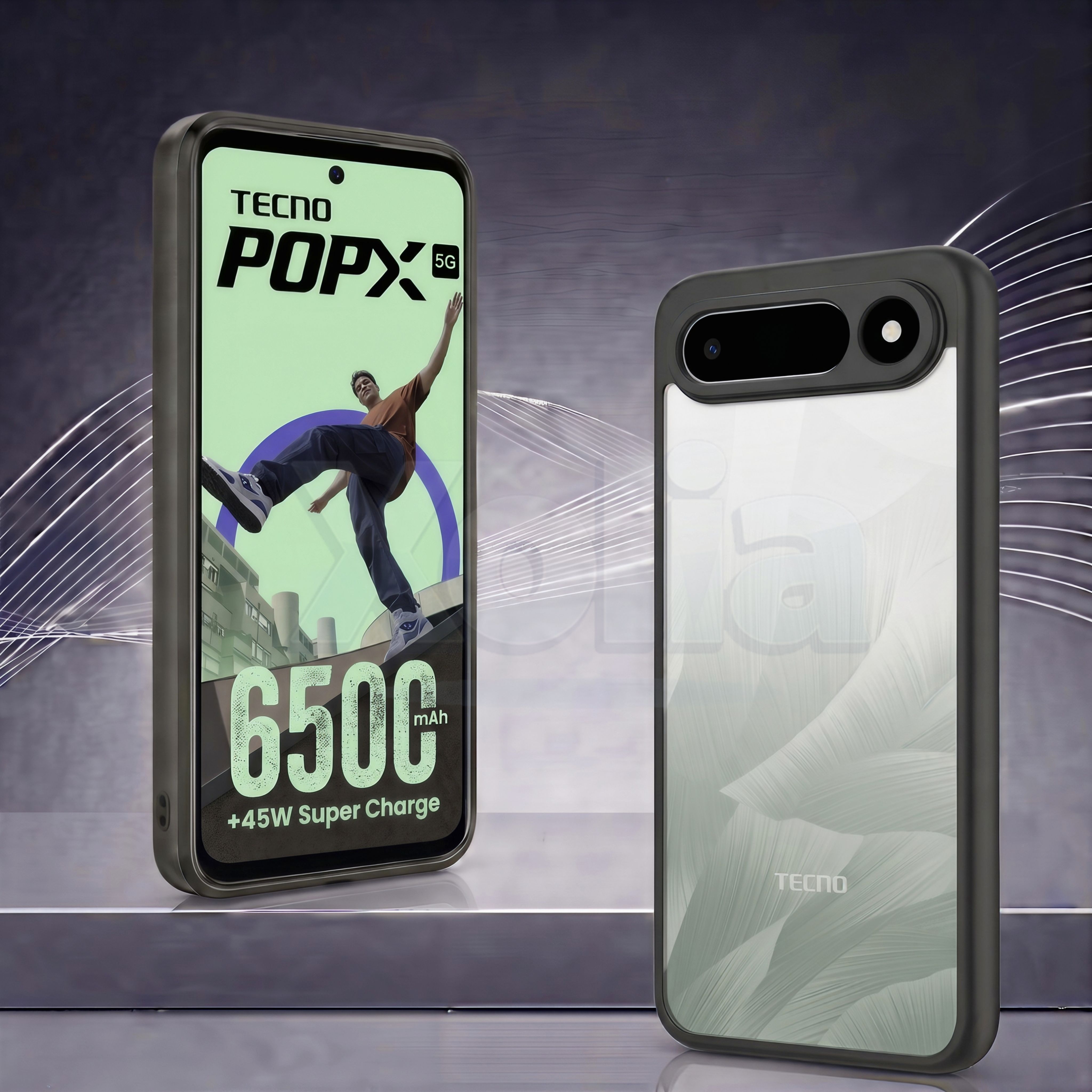 Xolia Back Cover for Tecno POP X 5G (Transparent, Black, Shock Proof, Plastic, Silicon, Pack of: 1) — image 2 of 4