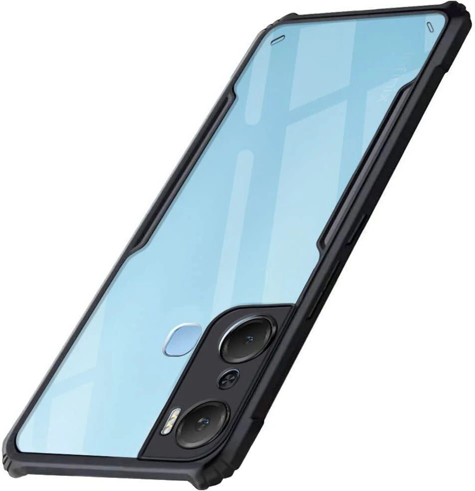 Micvir Back Cover for Infinix Hot 12 Pro (Transparent, Black, Shock Proof, Polycarbonate, Pack of: 1)