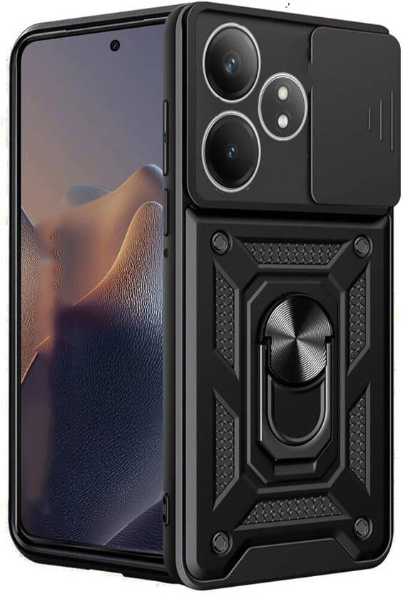 Micvir Back Cover for Realme GT 6T 5G (Black, Shock Proof, Polycarbonate, Silicon, Pack of: 1)