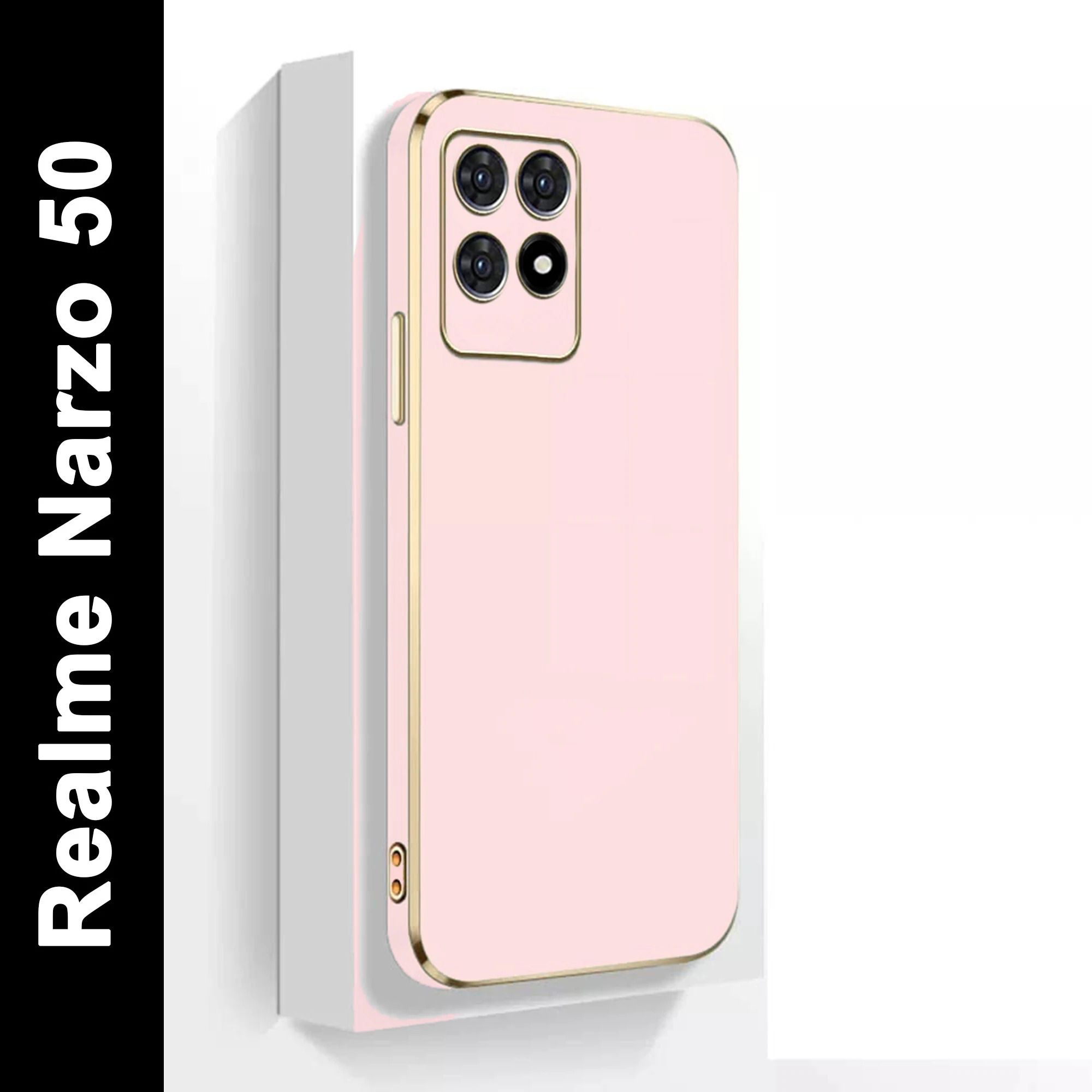 Micvir Back Cover for Realme 8i|Narzo 50 (Pink, Silicon, Pack of: 1)