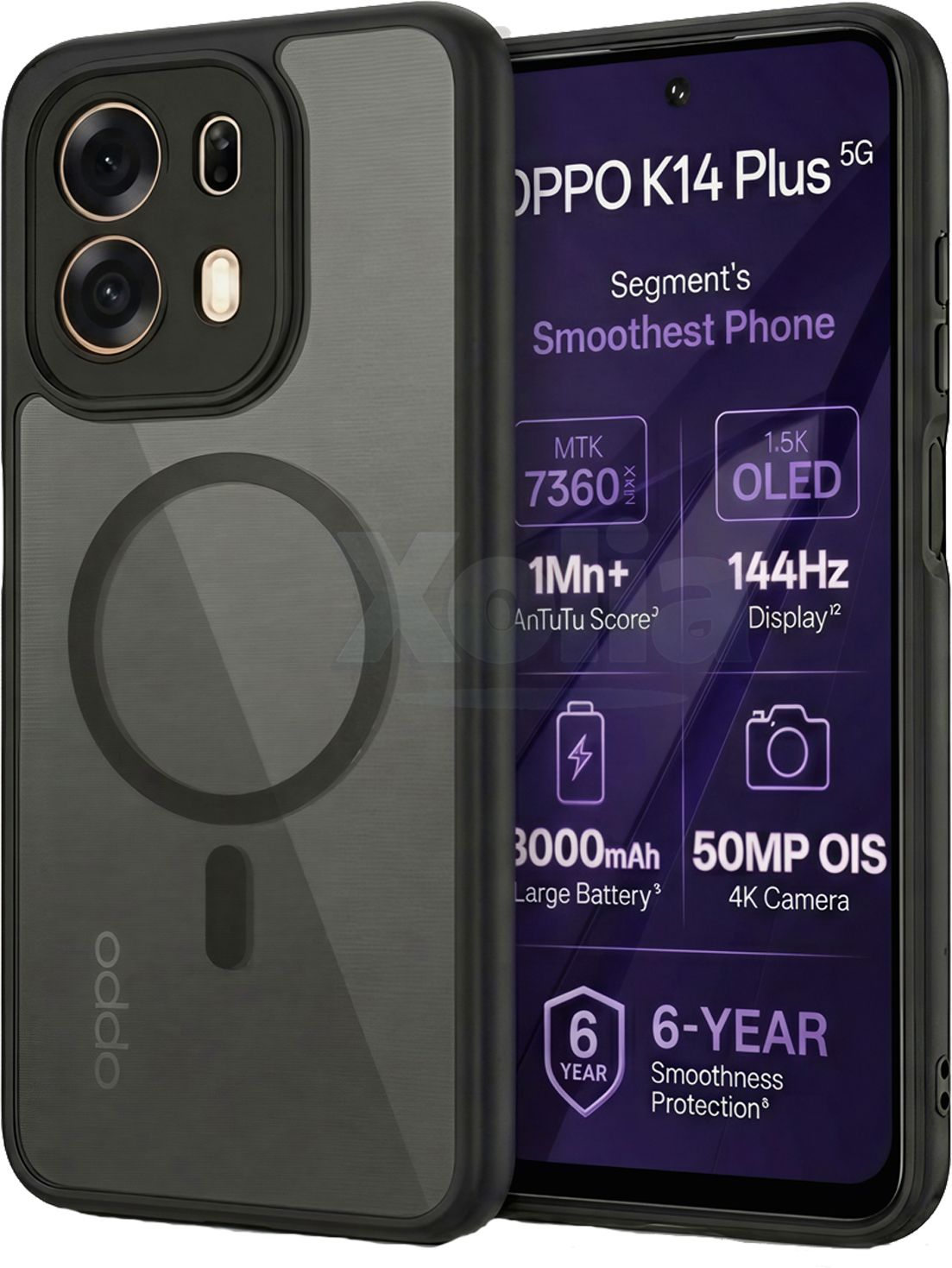 Xolia Back Cover for Oppo K14 Plus 5G (Black, Shock Proof, Polycarbonate, Silicon, Pack of: 1)