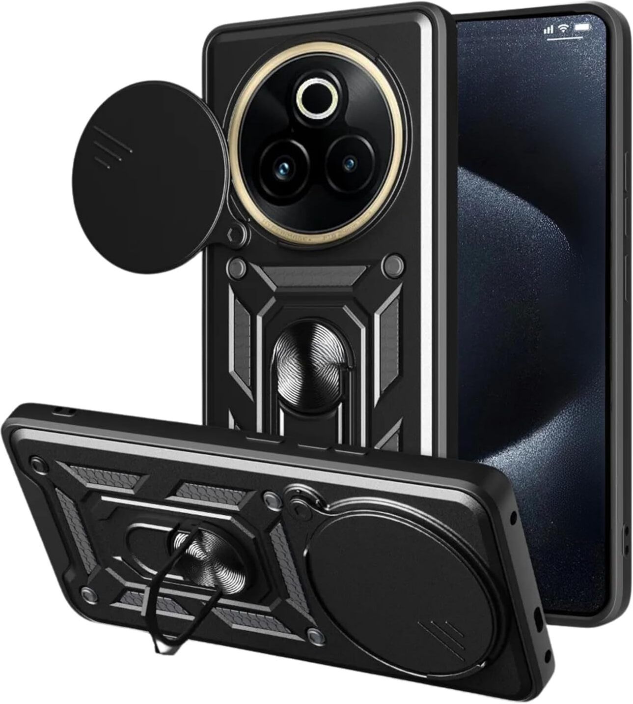 Micvir Back Cover for Realme P3 Pro 5G (Black, Shock Proof, Polycarbonate, Silicon, Pack of: 1)