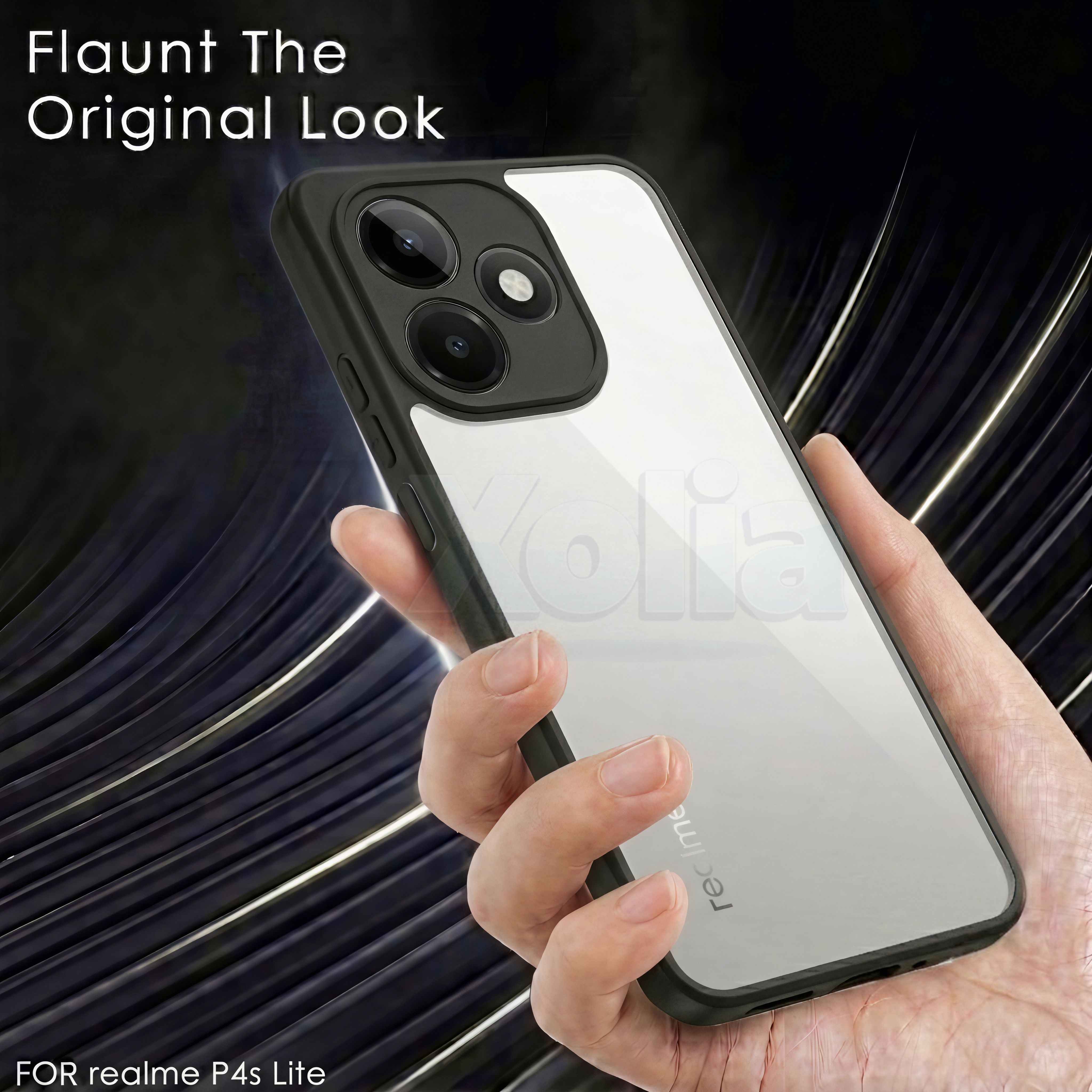 Xolia Back Cover for Realme P4s Lite 5G (Transparent, Black, Shock Proof, Plastic, Silicon, Pack of: 1) — image 4 of 4
