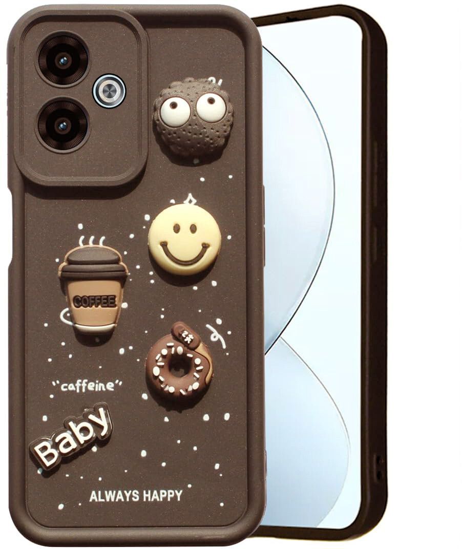 Micvir Back Cover for POCO M6 Plus 5G (Brown, Silicon, Pack of: 1)