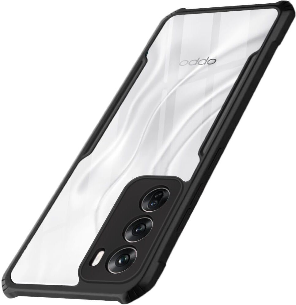 Micvir Back Cover for Oppo Reno 12 5G (Transparent, Black, Shock Proof, Polycarbonate, Pack of: 1)