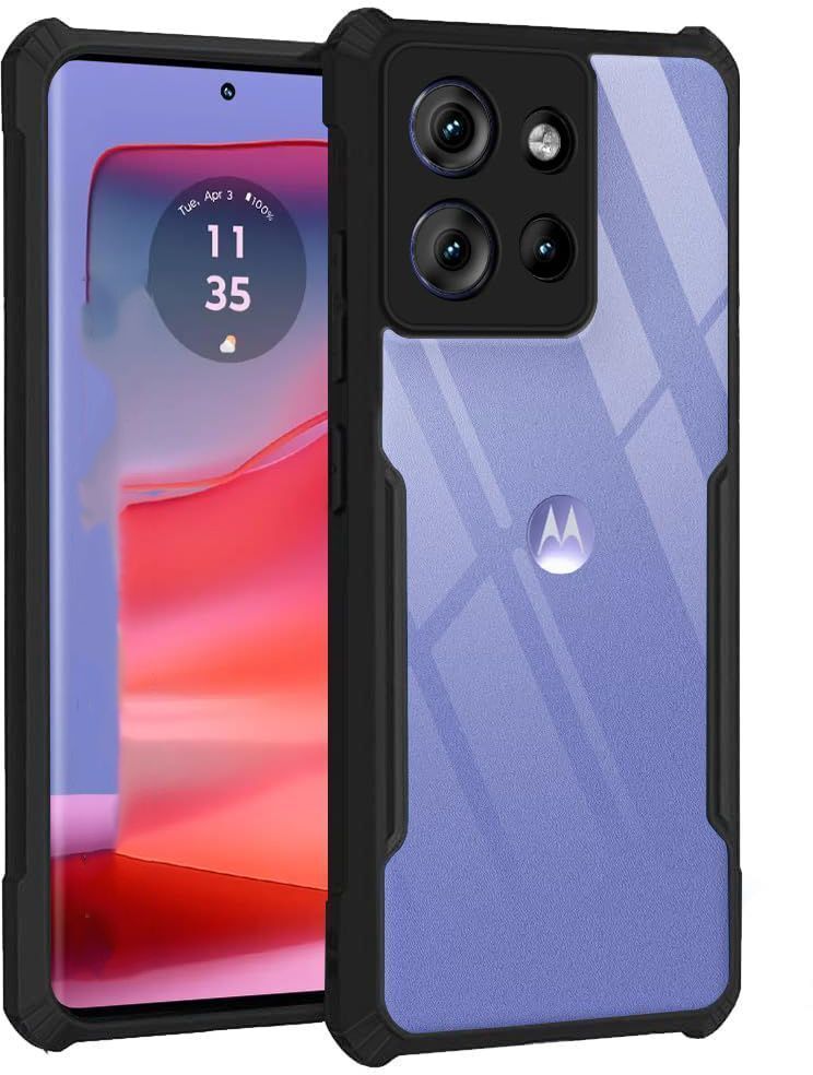 Micvir Back Cover for MOTOROLA Edge 50 (Transparent, Black, Shock Proof, Polycarbonate, Pack of: 1)