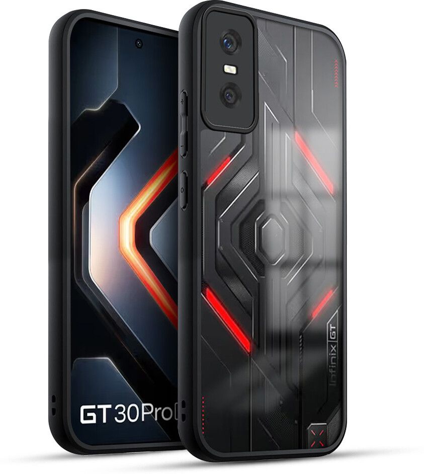 Micvir Back Cover for Infinix GT 30 Pro 5G (Transparent, Black, Shock Proof, Plastic, Silicon, Pack of: 1)