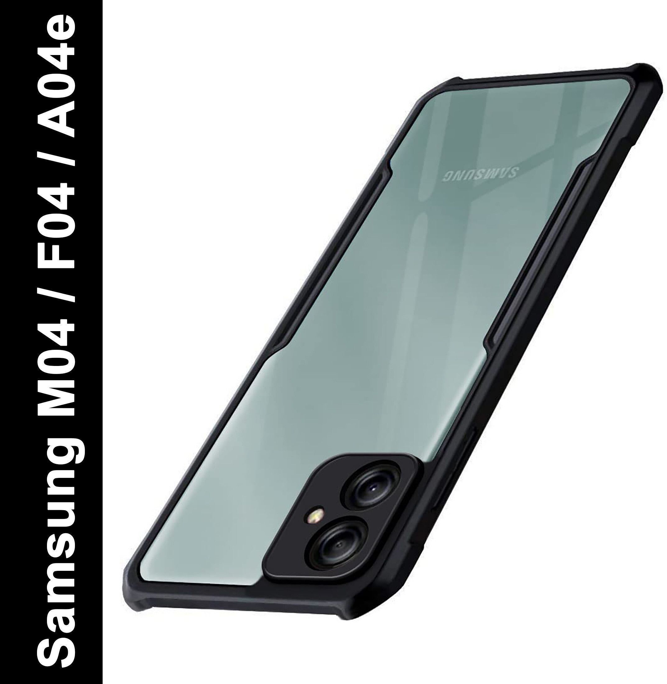 Micvir Back Cover for Samsung Galaxy F04 (Transparent, Black, Shock Proof, Polycarbonate, Pack of: 1)