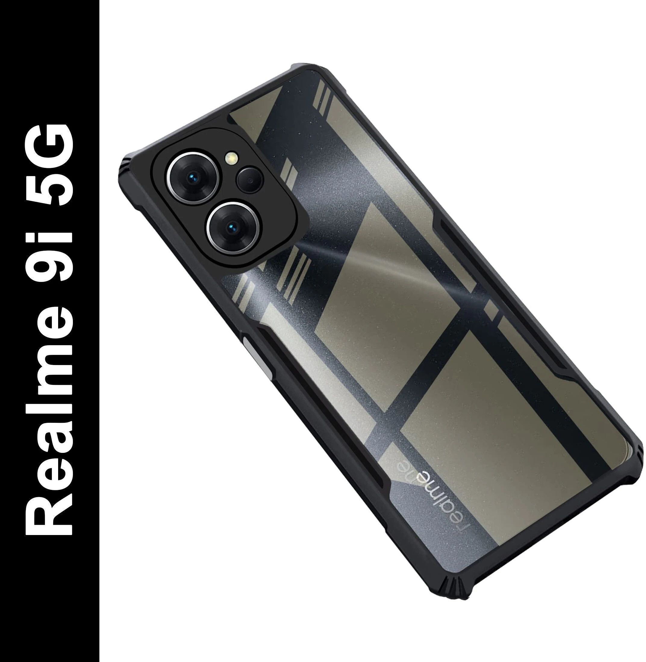 Micvir Back Cover for Realme 9i 5G (Transparent, Black, Shock Proof, Polycarbonate, Pack of: 1)