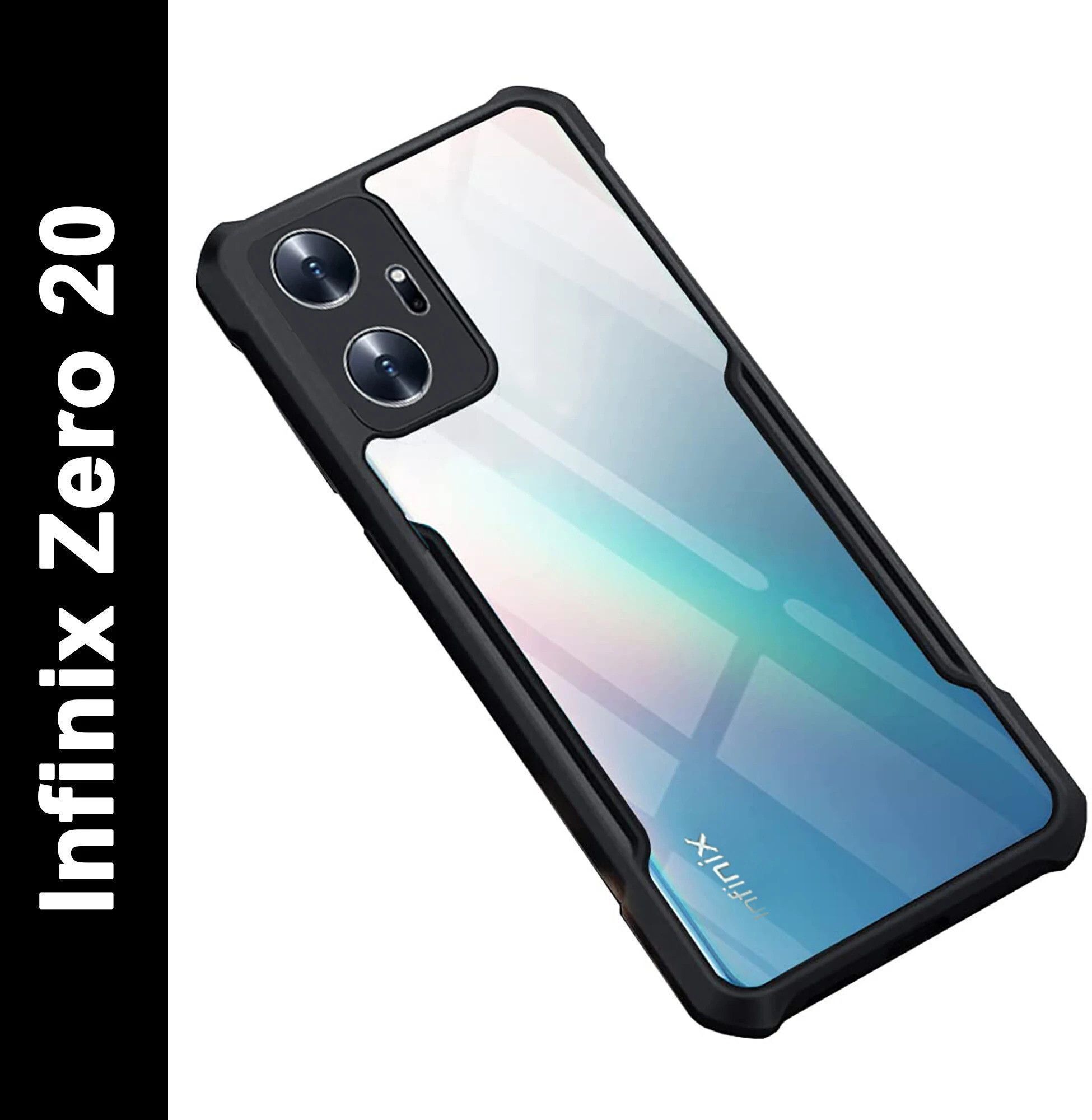 Micvir Back Cover for Infinix Zero 20 (Transparent, Black, Shock Proof, Polycarbonate, Pack of: 1)