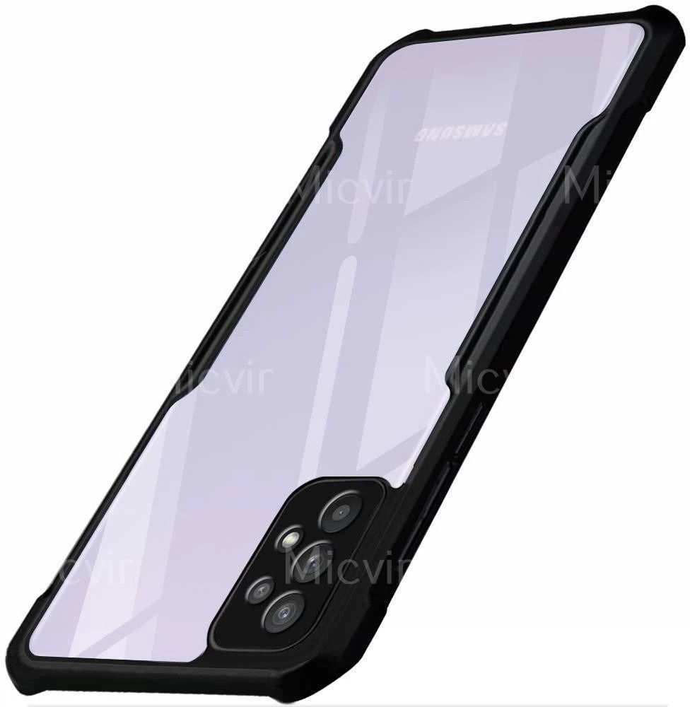 Micvir Back Cover for Samsung Galaxy A72 (Transparent, Black, Shock Proof, Polycarbonate, Pack of: 1)